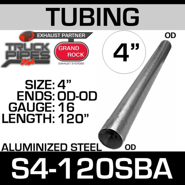 4" x 120" Straight Cut Aluminized Exhaust Stack OD End S4-120SBA
